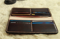 Vintage Leather Coffee Bifold Mens Long Wallet Leather Long Wallets for Men - iwalletsmen