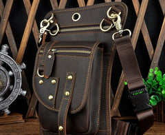 Cool Leather Utility Drop Leg Bag Belt Pouch Mens Waist Bag Shoulder Bag for Men - iwalletsmen