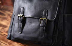 Genuine Leather Mens Cool Backpack Sling Bag Large Black Travel Bag Hiking Bag for men