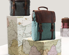 Cool Mens Canvas Leather Travel Backpack Canvas Backpack Canvas School Bag for Men - iwalletsmen