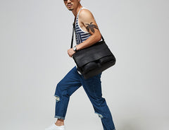 Handmade Leather Mens Cool Shoulder Bag Messenger Bag Chest Bag Bike Bag Cycling Bag for men