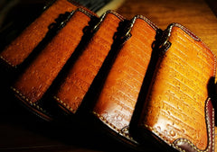 Handmade Leather Mens Tibetan Chain Biker Wallet Cool Leather Wallet Long Clutch Wallets for Men