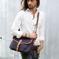 Casual Canvas Leather Mens Side Bag Side Bag Small Messenger Bags Casual Courier Bags for Men - iwalletsmen