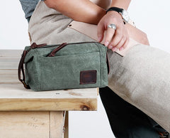 Large Canvas Green Mens Clutch Bag Zipper Wristlet Bag Phone Purse for Men - iwalletsmen