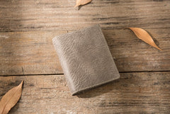 Gray Cool Leather Mens Small Wallet Bifold Vintage Slim billfold Wallet for Men - iwalletsmen