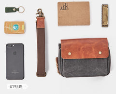 Canvas Leather Mens Belt Pouch Waist Bag Fanny Pack Small Side Bag for Men - iwalletsmen