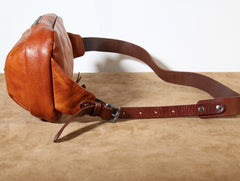 Genuine Leather Mens Cool Chest Bag Sling Bag Crossbody Bag Travel Bag Hiking Bag for men
