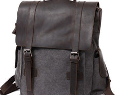Mens Canvas Leather Backpack Canvas Travel Backpack Canvas School Backpacks for Men - iwalletsmen