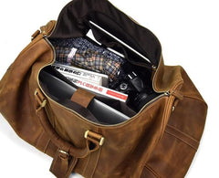 Vintage Leather Mens Large Weekender Bag Travel Bag Duffle Bag - iwalletsmen