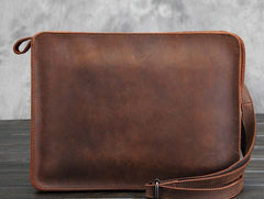 Vintage Small Leather Mens Messenger Bag Clutch Wristlet Shoulder Bag for Men - iwalletsmen