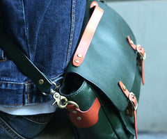 Green Leather Mens Briefcase Messenger Bag Handbag Shoulder Bag for men - iwalletsmen
