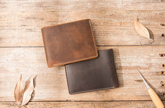 Vintage Leather Mens Small Wallets Bifold Slim Front Pocket Wallet for Men - iwalletsmen