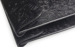 Handmade Leather Floral Tooled Mens Clutch Cool Slim Wallet Zipper Clutch Wristlet Wallet for Men