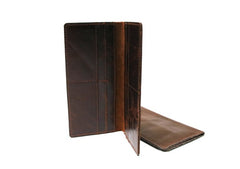 Coffee Leather Long Wallets for men Slim Bifold Vintage Men Long Wallet - iwalletsmen