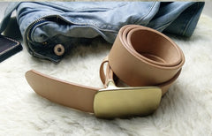 Beige Handmade Leather Mens Belt Leather Belt for Men - iwalletsmen