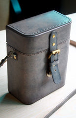 Handmade Brown Leather Mens Small Box Bag Shoulder Bag Messenger Bags for Men - iwalletsmen