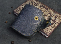 Handmade Leather Floral Mens Cool Biker Wallet Leather Wallet Men billfold Wallets Bifold for Men