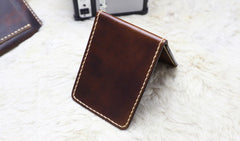 Leather Mens Slim Front Pocket Bifold Small Wallets License Wallet for Men - iwalletsmen