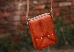 Handmade Vintage Brown Leather Mens Box Bag Shoulder Bag Messenger Bag for Men - iwalletsmen
