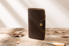 Vintage Slim long Wallets Leather Mens Coffee Wallet Long Wallet for Men - iwalletsmen