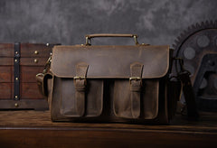 Genuine Leather Mens Cool Messenger Bag Briefcase Work Bag Business Bag for men