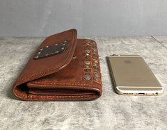 Handmade Genuine Leather Mens Clutch Cool Fashion Wallet Clutch Wristlet Wallet for Men