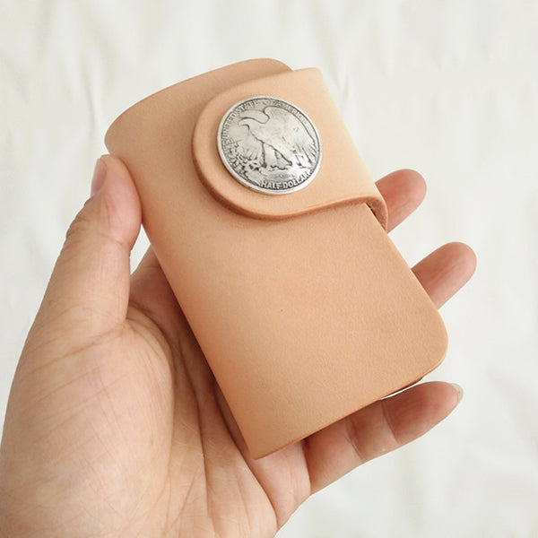 Handmade Mens Beige Leather Biker Key Wallet Cool Small Key Wallets Key Holder - iwalletsmen