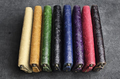 Handmade Leather Floral Mens Cool Travel Long Wallet Card Holder Card Slim Clutch Wallets for Men