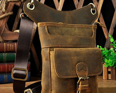 Cool Biker Leather Drop Leg Bag Mens Belt Pouch Waist Bag Shoulder Bag for Men - iwalletsmen