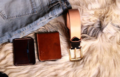 Handmade Beige Leather Mens Belt Leather Belt for Men - iwalletsmen