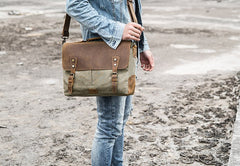 Leather Canvas Messenger Bags for men Vintage Shoulder Bag for men - iwalletsmen