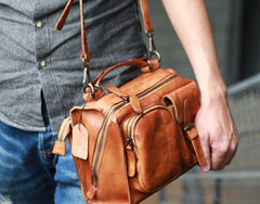 Vintage Brown Leather Mens Messenger Bag Handbag Shoulder Bag for men - iwalletsmen