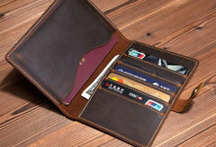 Handmade Mens Leather Small Slim Passport Wallet Vintage Bifold Long Wallet For Men - iwalletsmen