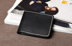 Handmade Leather Mens Cool Slim Leather Wallet Card Wallet Holders Men Small Wallets Bifold for Men