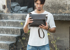 Vintage Leather Small Mens Cool Messenger Bags Small Shoulder Bag for Men - iwalletsmen