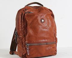 Handmade Leather Mens Cool Backpack Sling Bag Large Black Travel Bag Hiking Bag for men