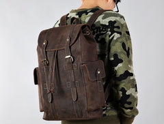 Handmade Leather Mens Cool Backpack Sling Bag Large Travel Bag Hiking Bag for Men