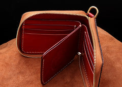 Handmade Leather Mens Chain Biker Wallet Cool Leather Wallet Small Wallets for Men