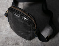 Handmade Genuine Leather Mens Cool Messenger Bag Sling Bag Chest Bag Bike Bag Cycling Bag for men