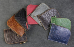 Handmade Leather Floral Mens Front Pocket Wallet Cool Slim Leather Wallet Men billfold Wallets Bifold for Men