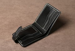 Handmade Leather Mens Cool Slim Leather Wallet Card Wallet Holders Men Small Wallets Bifold for Men