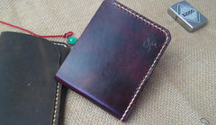 Handmade Vintage Leather Mens Slim Small Wallet Leather Bifold Wallets for Men - iwalletsmen