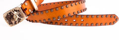 Handmade Genuine Leather Punk Rock Elephant Mens Cool Men Biker Trucker Leather Belt