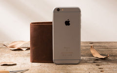 Brown Cool Leather Mens Small Wallet Bifold Vintage Slim billfold Wallet for Men - iwalletsmen