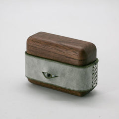 Handmade Green Leather Coffee Wood AirPods 1,2 Case with Eye Custom Leather AirPods 1,2 Case Airpod Case Cover - iwalletsmen