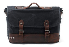 Mens Waxed Canvas Leather Messenger Bag Camera Side Bag Courier Bag for Men - iwalletsmen