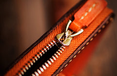 Handmade Leather Tibetan Tooled Mens billfold Wallet Cool Chain Wallet Biker Wallet for Men