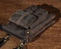 Mens Leather Small COURIER BAG Side Bag Waist Bag Holster Belt Case Belt Pouch for Men - iwalletsmen