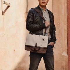Mens Canvas Cool Side Bag Messenger Bag Canvas Handbag Canvas Tote for Men - iwalletsmen
