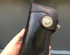 Handmade Leather Biker Wallet Mens Cool Chain Wallet Trucker Wallet with Chain